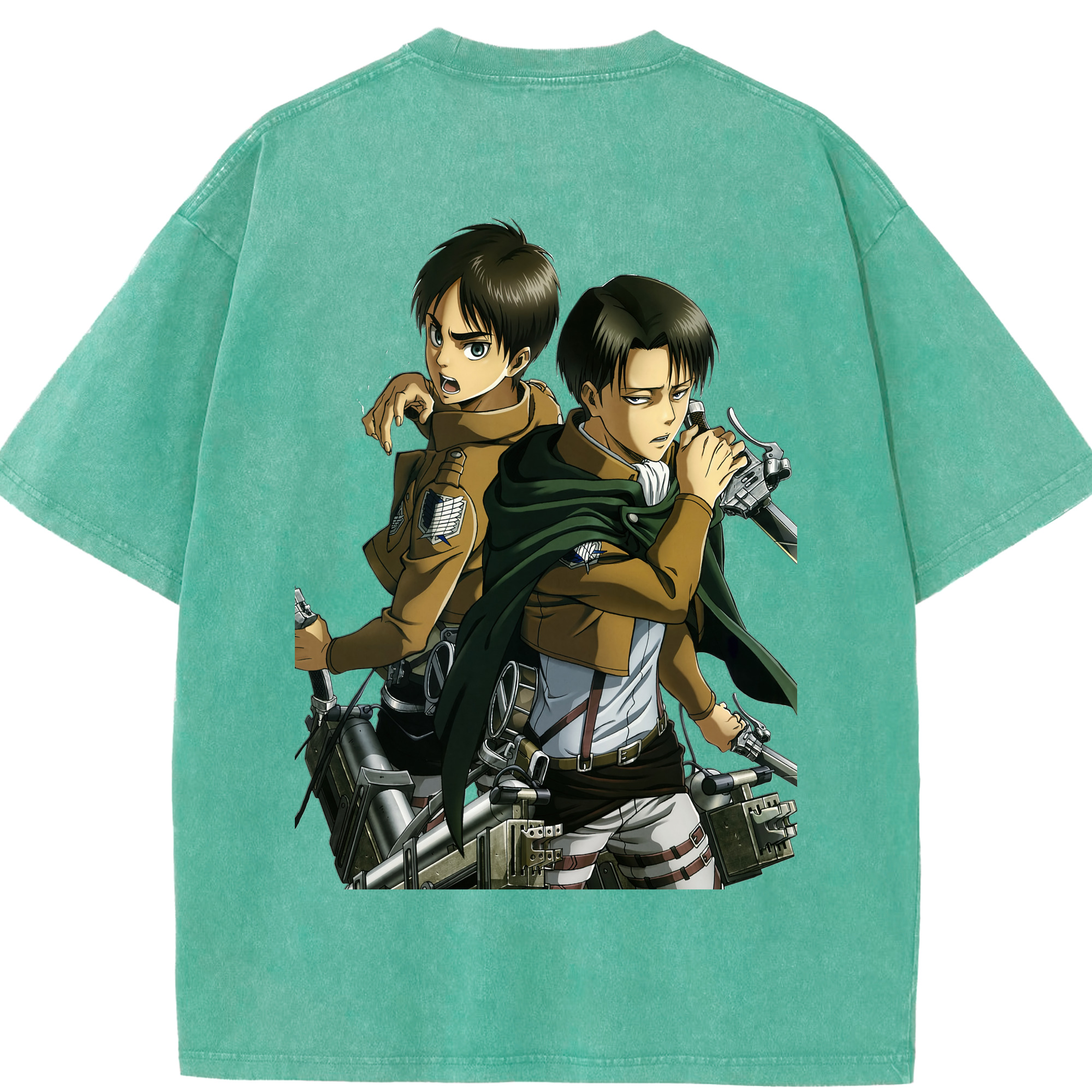 （画像用） 進撃の巨人 リヴァイ·アッカーマン Attack on Titan Levi Ackerman 綿100% ヴィンテージ風 半袖Tシャツ（背面プリント）